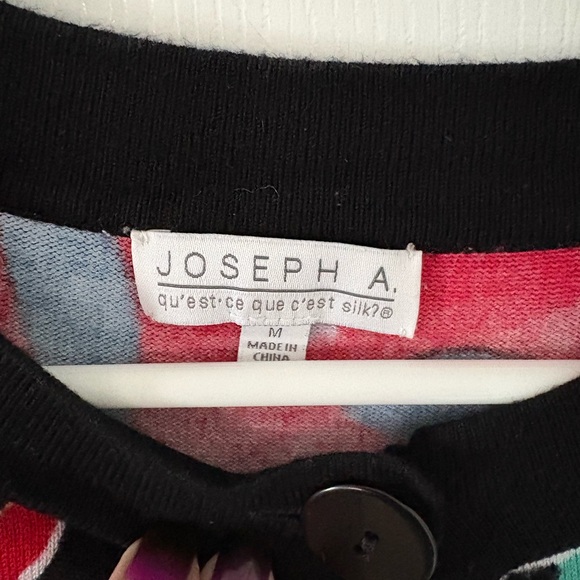 Joseph A Floral Cardigan Red Black Lightweight Button Front Blouse Size M - Picture 5 of 7